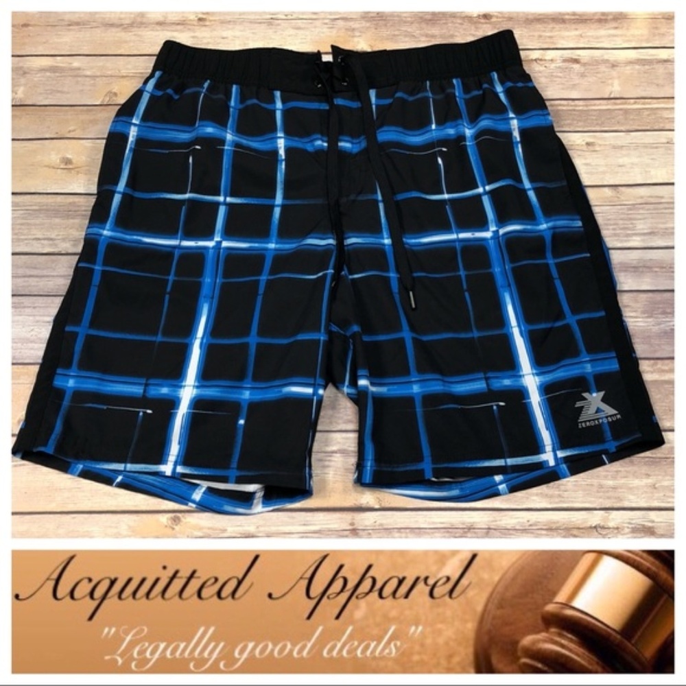 ZeroXposur Blue Laser Board Shorts Swim Trunks